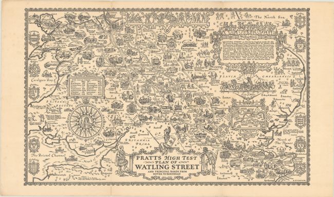 Pratts High Test Plan of Watling Street and Principal Roads from Dover to Holyhead