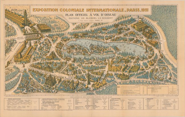 Exposition Coloniale Internationale - Paris - 1931 Plan Officiel a Vol d'Oiseau