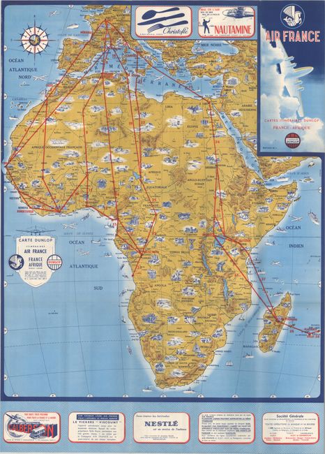 Carte Dunlop Itineraires Air France France Afrique