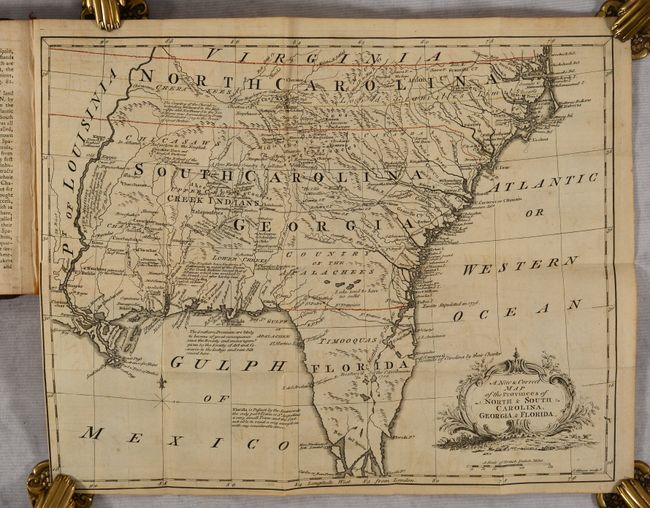 [2 Maps in Book] A New and Accurate Map of America, Drawn from the Most Approv'd Maps & Charts [and] A New & Correct Map of the Provinces of North & South Carolina, Georgia, & Florida [in] The American Gazetteer ... Vol. I