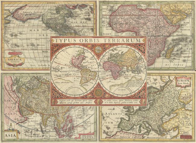 [Lot of 5] Typus Orbis Terrarum [and] Americae Descriptio [and] Africae Descriptio [and] Asia [and] Europae Nova Tabula