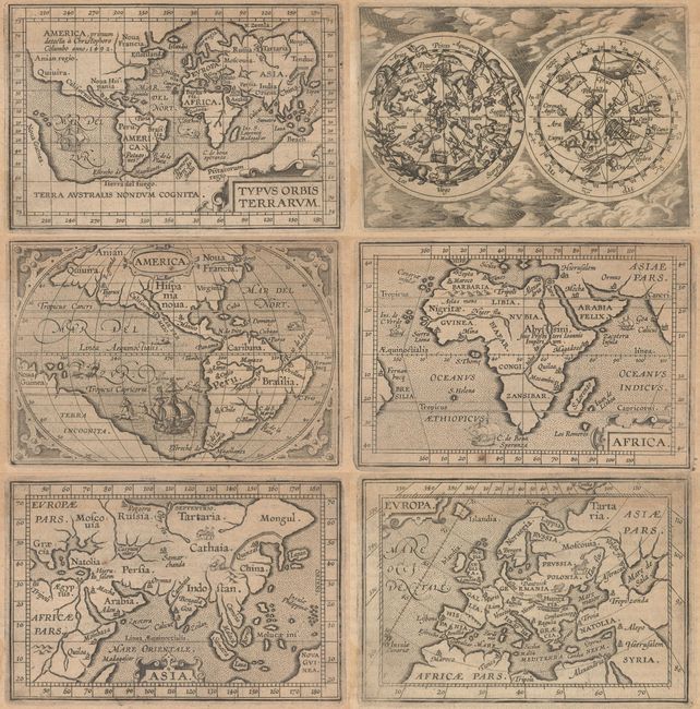 [Lot of 6] Typus Orbis Terrarum [and] America [and] Africa [and] Asia [and] Europa [and] Globus Coelestis