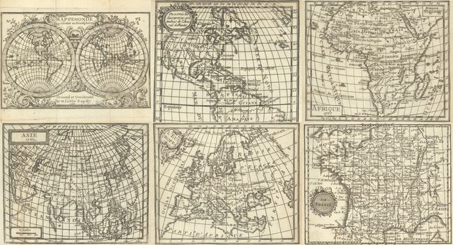 [Lot of 6] Mappemonde Representee en Hemispheres Oriental et Occidental [and] Amerique Septentrionale et Meridionale [and] Afrique [and] Asie [and] L'Europe [and] La France