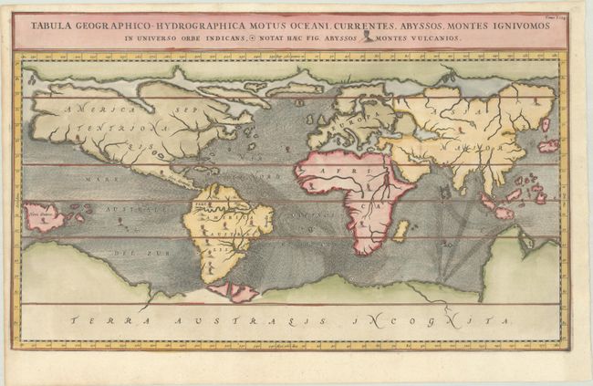 Tabula Geographico-Hydrographica Motus Oceani, Currentes, Abyssos, Montes Igniuomos in Universo Orbe Indicans...