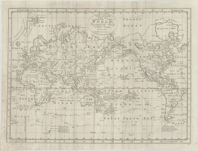 A New and Complete Chart of the World; Displaying the Tracks of Captn. Cook, and Other Modern Navigators