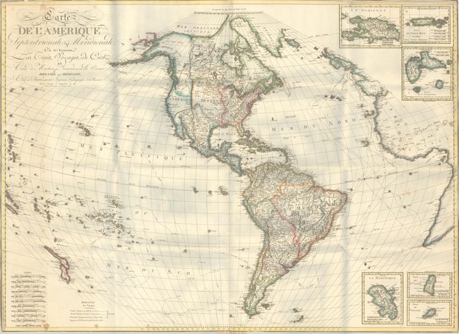 Carte de l'Amerique Septentrionale & Meridionale, ou se Trouveur les Trois Voyages de Cook...