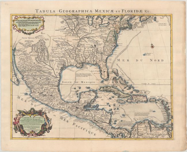 Carte du Mexique et de la Floride des Terres Angloises et des Isles Antilles du Cours et des Environs de la Riviere de Mississipi...