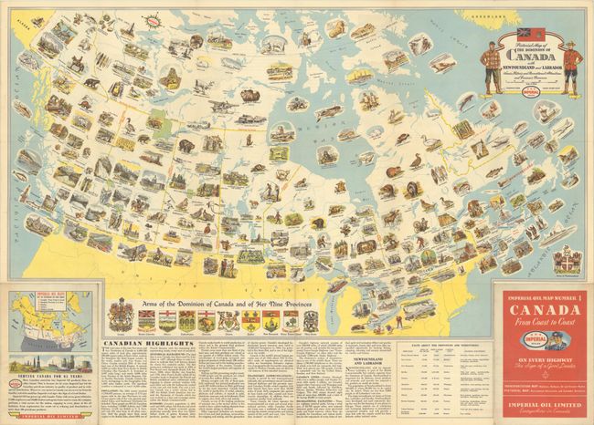 Pictorial Map of the Dominion of Canada with Newfoundland and Labrador Scenic, Historic and Recreational Attractions and Economic Resources