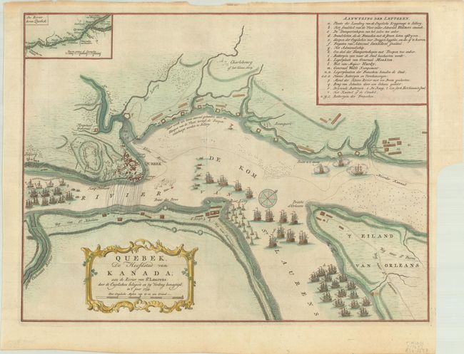 Quebek, de Hoofdstad van Kanada; aan de Rivier van St. Laurens: door de Engelschen Belegerd en by Verdrag Bemagtigd, in't Jaar 1759
