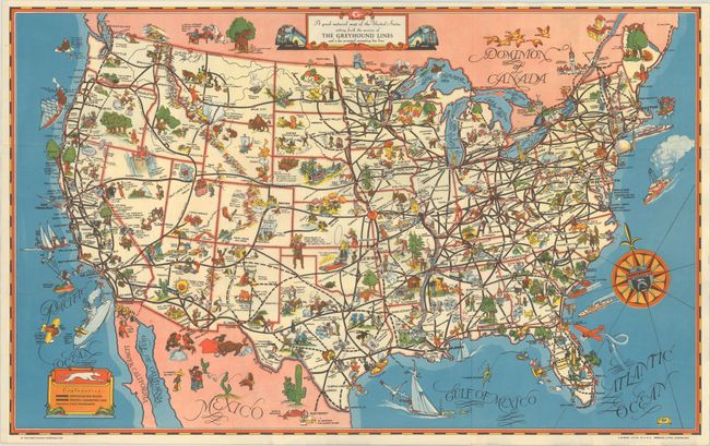 A Good-Natured Map of the United States Setting Forth the Services of the Greyhound Lines and a Few Principal Connecting Bus Lines