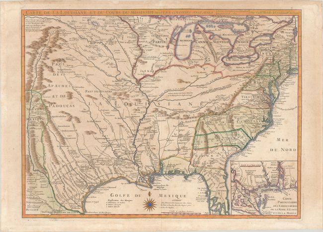 Carte de la Louisiane et du Cours du Mississipi avec les Colonies Anglaises