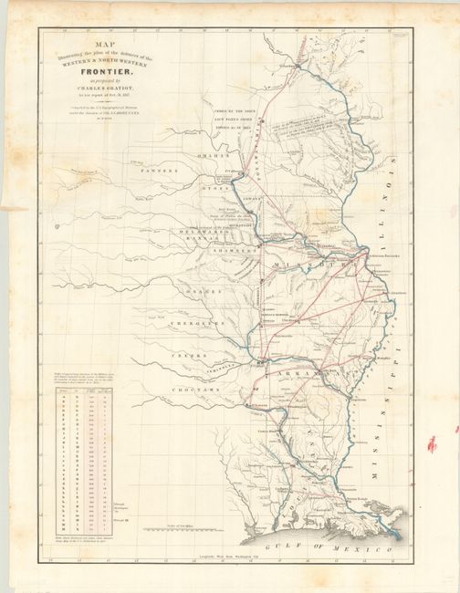 [Lot of 2] Map Illustrating the Plan of the Defences of the Western & North-Western Frontier, as Proposed by Charles Gratiot, in His Report of Oct. 31, 1837 [and] ... the Hon: J.R. Poinsett, Sec. of War, in His Report of Dec. 30, 1837