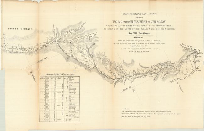 [Lot of 2] Topographical Map of the Road from Missouri to Oregon Commencing at the Mouth of the Kansas in the Missouri River, and Ending at the Mouth of the Wallah Wallah in the Columbia ... Section I [and] Section II