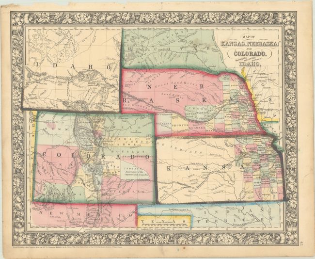 Map of Kansas, Nebraska and Colorado. Showing Also the Eastern Portion of Idaho