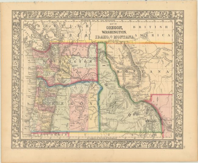 Map of Oregon, Washington, Idaho, and Part of Montana
