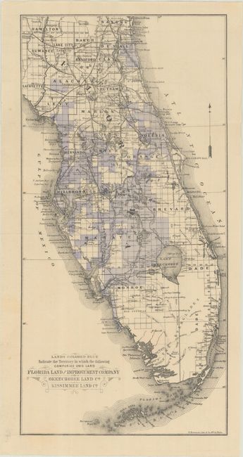 [Map with Booklet] Lands Colored Blue Indicate the Territory in Which the Following Companies Own Land - Florida Land and Improvement Company... [with] The Disston Lands of Florida...