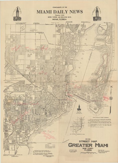 Revised Street Map of Greater Miami Dade County Florida