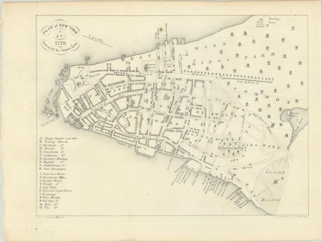 Plan of New York in 1729 Surveyed by James Lyne