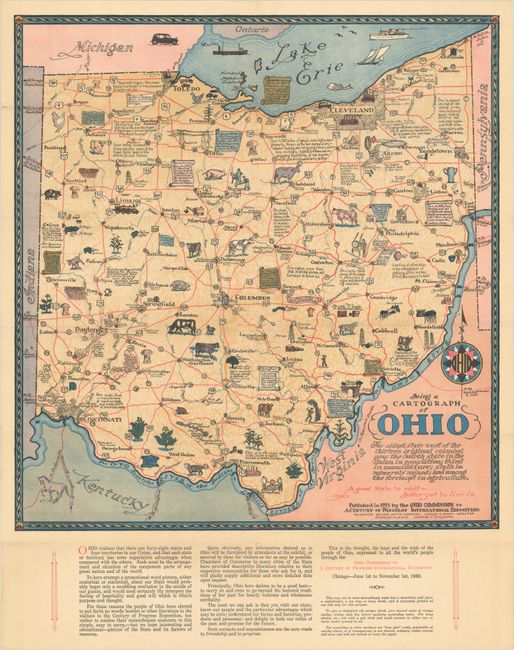 Being a Cartograph of Ohio - The Oldest State West of the Thirteen Original Colonies...