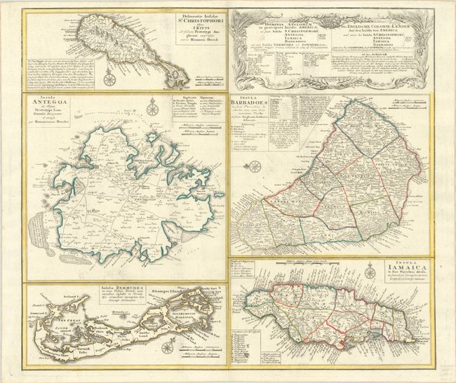 Dominia Anglorum in Praecipuis Insulis Americae... / Die Englische Colonie-Laender auf den Insuln von America...