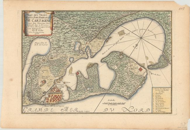 Plan des Villes, Forts, Port, Rade et Environ de Cartagene Situee dans l'Amerique Meridionale dans la Province de Terre Ferme Appartenant aux Espagnols
