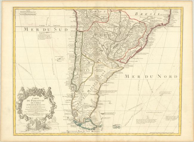 Carte du Paraguay du Chili du Detroit de Magellan &c. Dressee sur les Descriptions des PP. Alfonse d'Ovalle, et Nicolas Techo...