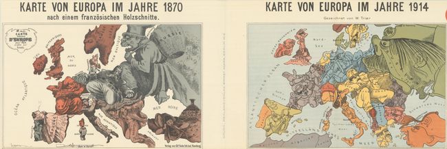 Karte von Europa im Jahre 1870 nach einem Franzosischen Holzschnitte / Karte von Europa im Jahre 1914