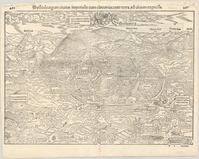 Wyssenburgum Civitas Imperialis cum Circumiacente Terra, ad Uiuum Expressa