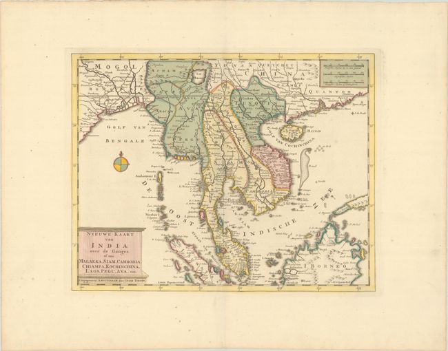 Nieuwe Kaart van India Over de Ganges, of van Malakka, Siam, Cambodia, Chiampa, Kochinchina, Laos, Pegu, Ava, Enz.