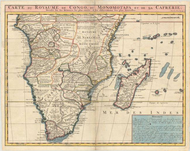 Carte du Royaume de Congo, du Monomotapa et de la Cafrerie, Dressee sur les Memoires les Plus Exacts & les Observations les Plus Nouvelles