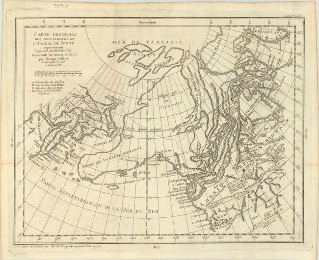 Carte Generale des Decouvertes de l'Amiral de Fonte Representant la Grand Probabilite d'un Passage au Nord Ouest par Thomas Jefferys