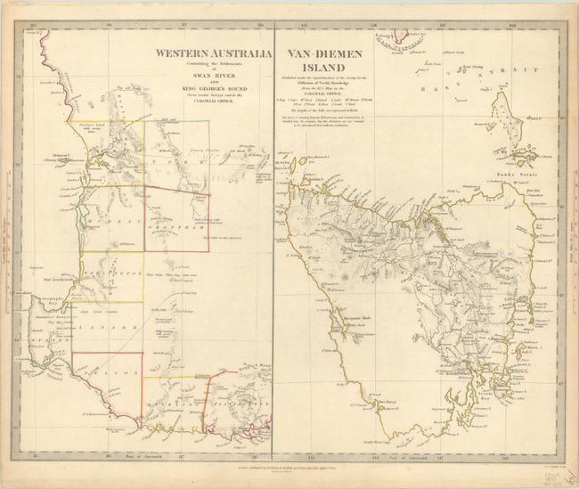 Western Australia Containing the Settlements of Swan-River and King George's Sound... [on sheet with] Van-Diemen Island