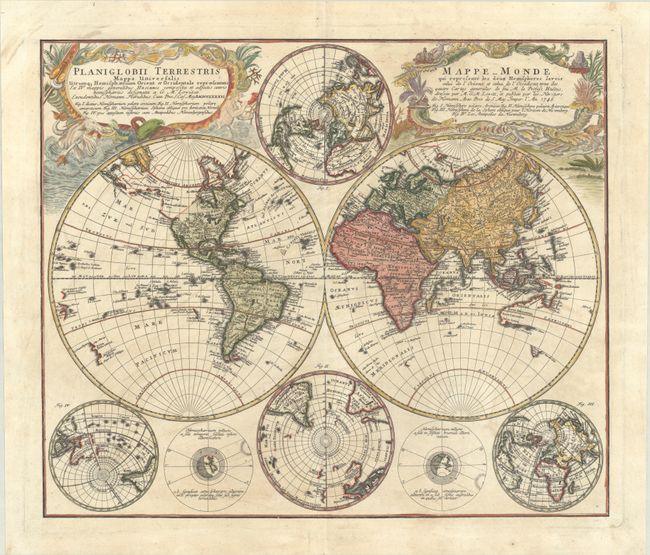 Planiglobii Terrestris Mappa Universalis Utrumq Hemisphaerium Orient et Occidentale Repraesentans... / Mappe-Monde qui Represente les Deux Hemispheres Savoir Celui de l'Orient et Celui de l'Occident...