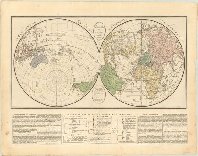 Nouvelle Mappemonde avec les Dernieres Decouvertes et les Voyages des Plus Celebres Voyageurs