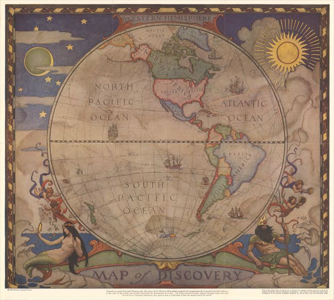 [Lot of 2] Western Hemisphere - Map of Discovery [and] Eastern Hemisphere - Map of Discovery