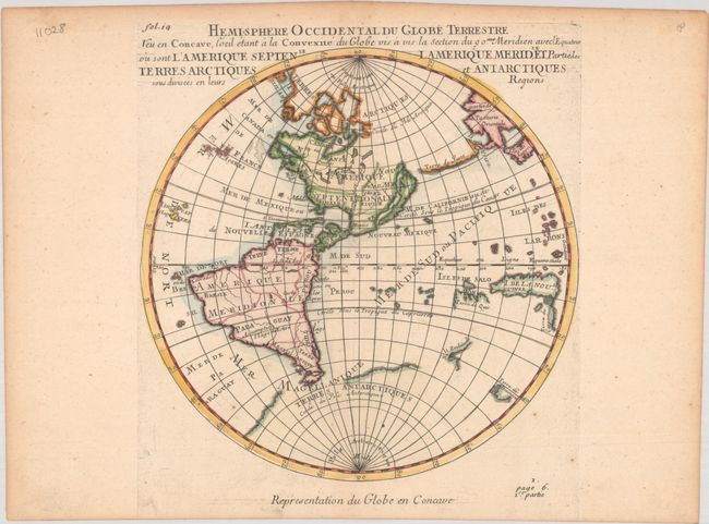 Hemisphere Occidental du Globe Terrestre Veu en Concave, l'Oeil Etant a la Convexite du Globe ... l'Amerique Septenle l Amerique Meridle, et Partie des Terres Arctiques et Antarctiques...