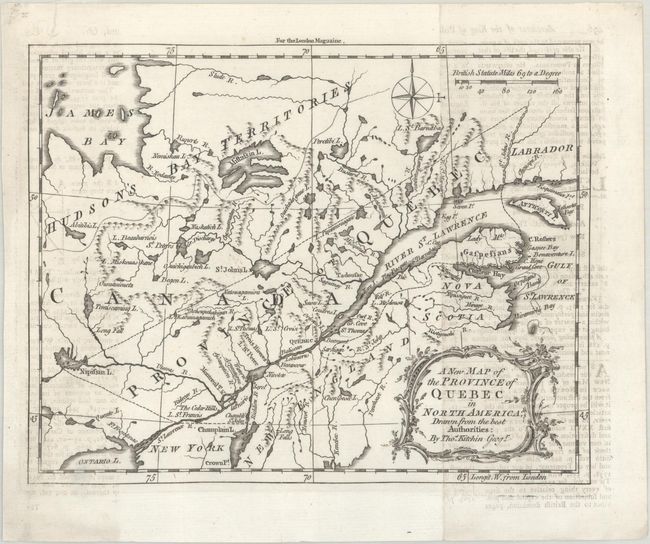 A New Map of the Province of Quebec in North America; Drawn from the Best Authorities