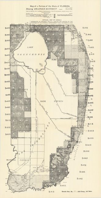Map of a Portion of the State of Florida Showing Drainage District  Official Map of Canals...