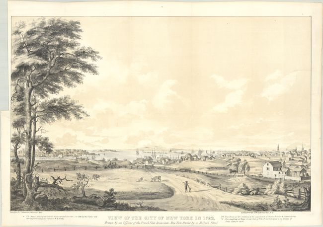 View of the City of New York in 1792. Drawn by an Officer of the French Fleet Driven into New York Harbor by a British Fleet