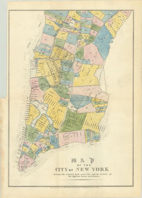 Map of the City of New York Shewing the Original High Water Line and the Location of the Different Farms and Estates
