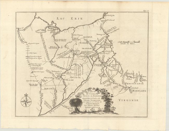 Carte du Cours de l'Ohio & du Muskingum Representant la Position des Villes Indiennes, par Rapport a l'Armee du Colonel Bouquet