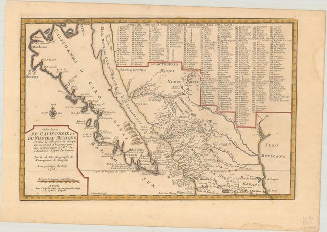 Cette Carte de Californie et du Nouveau Mexique est Tiree de celle qui a ete Envoyee par un Grand d'Espagne pour etre Communiquee a Mrs. de l'Academie Royale des Sciences