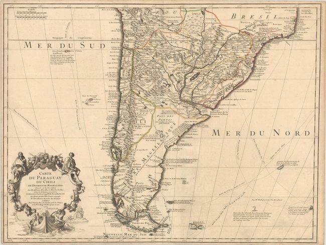 Carte du Paraguay du Chili du Detroit de Magellan &c. Dressee sur les Descriptions des P.P. Alfonse d'Ovalle, et Nicolas Techo...