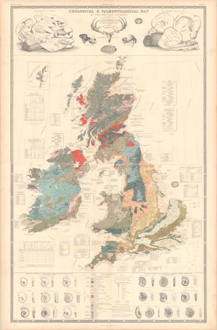 [On 2 Sheets] Geological & Palaeontological Map of the British Islands
