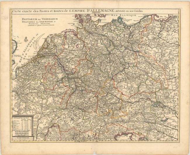Carte Exacte des Postes et Routes de l'Empire d'Allemagne Divisee en ses Cercles