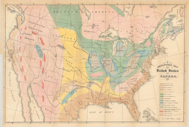 [Map with Book] A Geological Map of the United States and Canada [with] Outline of the Geology of the Globe, and of the United States in Particular...