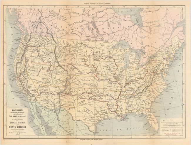 Map Drawn to Illustrate the Travels & from the Documents of the Abbe Domenech Showing the Actual Situation of the Indian Tribes of North America...