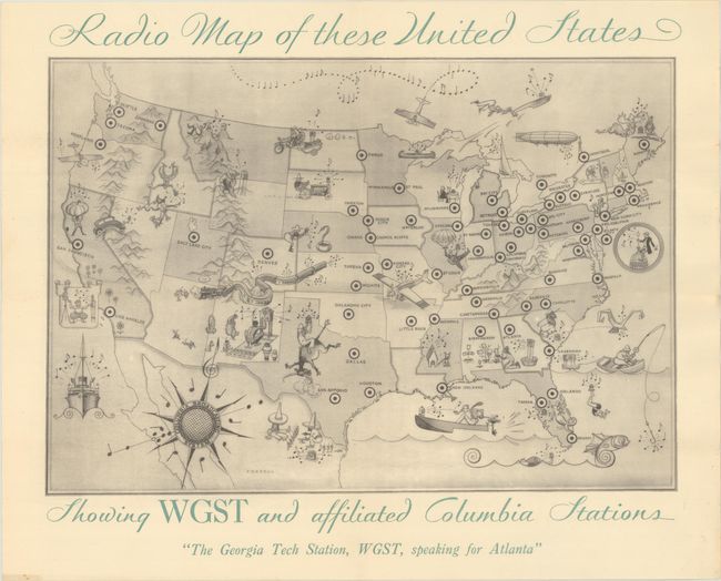 Radio Map of These United States Showing WGST and Affiliated Columbia Stations
