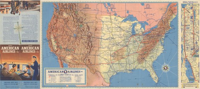 American Airlines Inc. Comprehensive Map Showing the Commercial Air Transport System of the United States