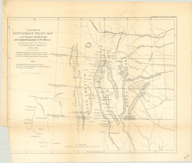That Part of Disturnell's Treaty Map in the Vicinity of the Rio Grande and Southern Boundary of New Mexico as Referred to by U.S. Surveyor...